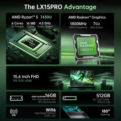 KAMRUI LX15 PRO AMD Ryzen 5 7430U Laptop