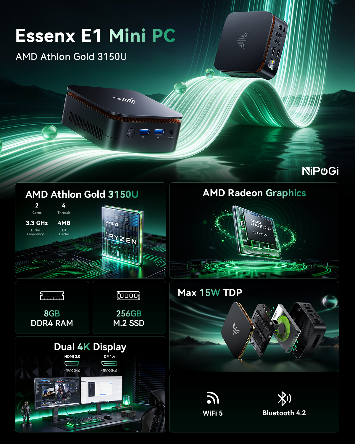 KAMRUI E1 AMD 3150U Mini PC